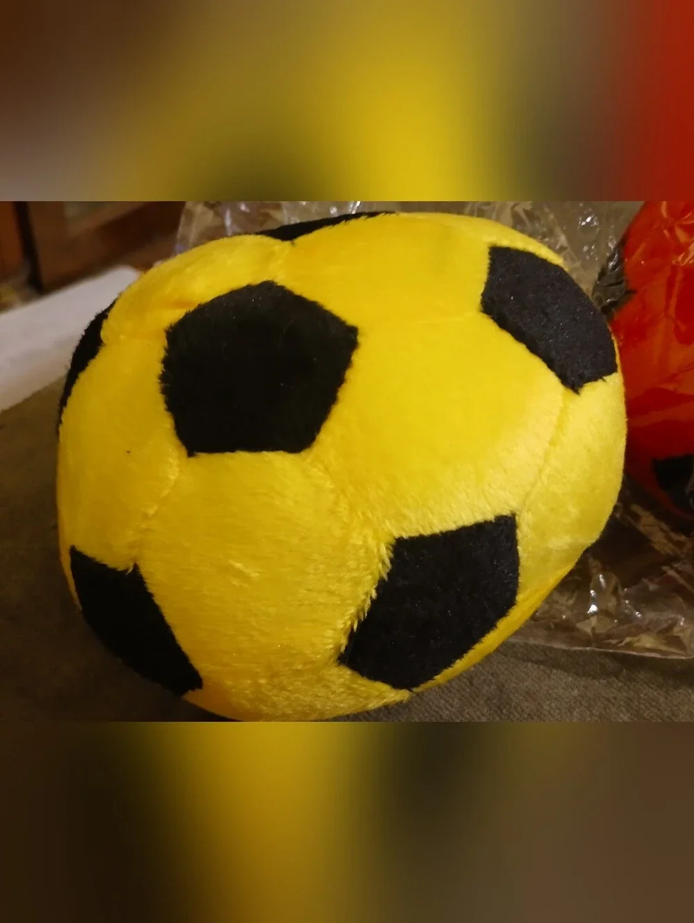 Plush Soccer Balls - Yellow and Red Soft Dogs Toy Set